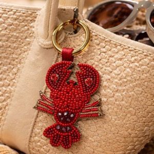 Rizir Fashion Handmade Zinc Alloy Light Weight Crab Keychain Beaded Embroidered Animal <b>Bag</b> <b>Charm</b> Women Cute Novelty Keyring - Product Image 3
