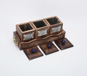 Wholesaler Set 3 Mango Wood Typographic Storage Containers Food <b>Spice</b> Honey Container Free Logo Technique Pizza Compatible - Product Image 1