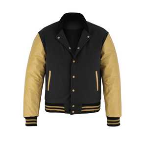 Chaquetas Varsity de invierno con mangas blancas, estilo invierno, de cuero/lana, para venta en línea a precio económico. - Product Image 6