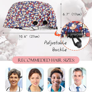 Floral Print Surgical <b>Cap</b> with Buttons Unisex Hospital Uniform Accessories Woven Cotton Blend <b>Scrub</b> Hat Needle Detection - Product Image 4