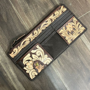 Organizador de Visera para Auto en Cuero Floral Hecho a Mano, con Múltiples Ranuras para Tarjetas y Portadocumentos, Accesorios Automotrices - Product Image 5