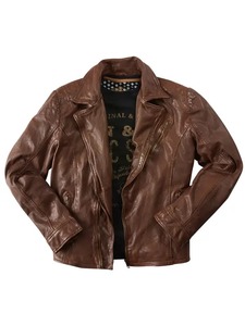 Chaqueta de Motociclista Asimétrica Marrón para Hombre - Product Image 1