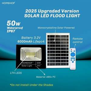 Lámpara Solar para Exteriores Homehop, 50W, LED, Impermeable, Automática, de Pared, para Hogar, Jardín, Balcón, con Control Remoto - Product Image 2