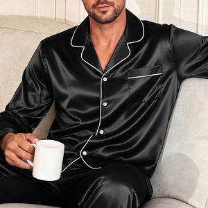 Ensemble de pyjama en satin à manches longues pour hommes, produit très vendu, pyjama long pour hommes, prix avantageux - Product Image 5