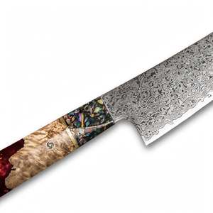 Cuchillo de Chef Artesanal de Acero de Damasco con Mango de Resina de Madera Estabilizada, Herramienta de Cocina - Product Image 6