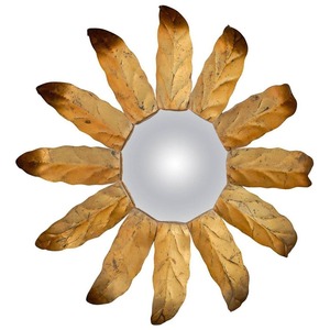 Round Metal <b>Mirror</b> With Leaf Design Bohemian Wall Decor Amazingly <b>Crafted</b> By KHOOSI OVERSEAS - Product Image 1