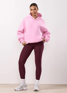 Womens Winter <b>Oversized</b> Pink <b>Fleece</b> <b>Hoodie</b> Pullover Long Sleeve Kangaroo Pocket Casual Streetwear Loose Fit Eco-Friendly - Product Image 6