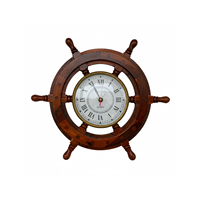 Horloge murale vintage en bois en forme de roue de bateau nautique |   Décoration de maison et de bureau de style marin en bois de rose indien, écologique et faite à la main, pour Diwali