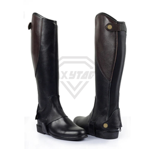 Oxytag Sports Unisex English High Quality Horse Riding <b>Half</b> <b>Chaps</b> Genuine Leather Zipper Closure High Waist Equestrian Sets - Product Image 2