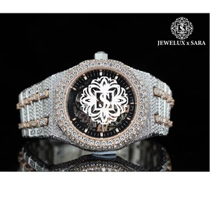 Fabrication indienne, argent et or rose entièrement sertis de diamants blancs pour hommes, usage professionnel et décontracté, disponible au prix d'exportation - Product Image 5