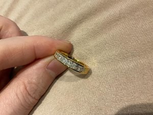 East West Princess Cut Diamond Half Eternity Band Ring Lab Grown With 14k Solid Gold Fine Engagement Wedding Romantic <b>Gift</b> <b>Her</b> - Product Image 2