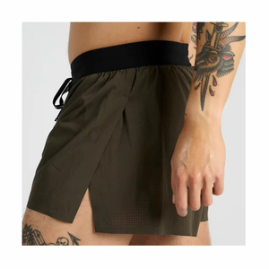 Shorts de sport décontractés respirants avec poche zippée, taille élastique, couleur unie - Product Image 4