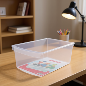 Scatola portaoggetti in plastica da 12 litri trasparente impilabile per l'organizzazione di casa e ufficio - Product Image 3