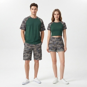 OEM Summer Camouflage Color Block Patch Embroidery Oversized Casual European American Streetwear <b>Raglan</b> Short <b>Sleeve</b> <b>T</b>-<b>Shirt</b> - Product Image 2