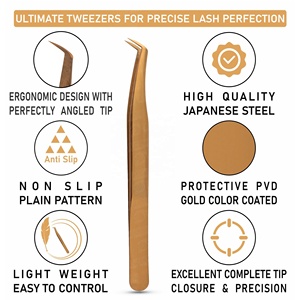 Pince à épiler d'extension de cils avec logo personnalisé en gros Pince à cils de marque privée Volume de cils Pointe pointue - Product Image 4