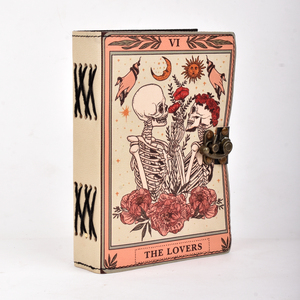 Carnet de notes A5 Gothic Tarot Lovers Diary 100 pages |   Journal à cadenas vintage avec motif floral squelette, cadeau |   Papeterie artisanale de qualité supérieure - Product Image 2