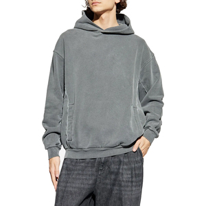 Sudadera con capucha de terciopelo de alta calidad para hombre, color gris, manga larga, estilo casual, con bolsillos. - Product Image 3