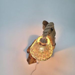 Lampe chauffe-bougie ronde en corde nautique au design côtier, abat-jour en osier, pour aromathérapie, décoration de table et de salon - Product Image 2