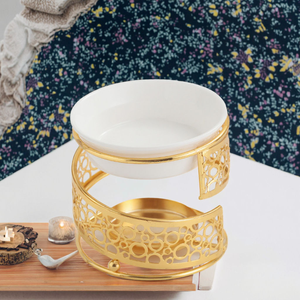 Iron <b>Ceramic</b> Aromatherapy Incense Burner Essential Oil Wax Melt Warmer Sandalwood Fragrance Aroma <b>Diffuser</b> Candle Holder-100% - Product Image 1