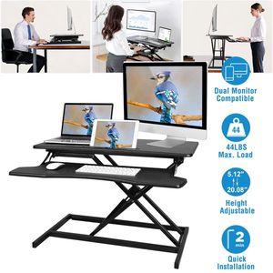 Height Adjustable 31.3-Inch Standing Desk Dual Monitor <b>Workstation</b> Laptop Compatibility Sit-Stand Converter Tabletop <b>Computer</b> - Product Image 1