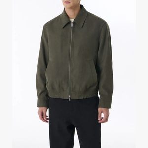 <b>Men's</b> <b>Brown</b> <b>Suede</b> Bomber <b>Jacket</b> Casual Turn-down Collar Zipper Closure Regular Fit Autumn Wear - Product Image 5