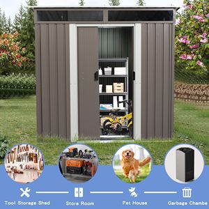 Almacenamiento Metálico para Exteriores de 6 pies x 5 pies con Diseño de Placa Transparente para Cobertizos y Organización - Product Image 3