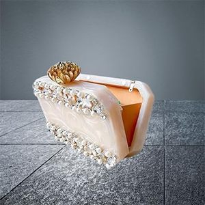 Bolso de mano de resina blanca, hecho a mano, adornado con perlas y piedras, bolso de lujo hecho a mano, regalo de boda para novia, Clutch - Product Image 4