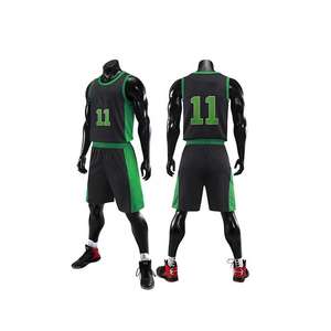 Uniforme de basket-ball pour adultes, maillot d'équipe vert personnalisé, respirant, grande taille - Product Image 2