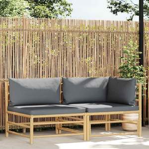 Ensemble de salon de jardin modulaire gris foncé en bambou avec polyester – Nouveau concept modulaire pour les propriétaires de jardins - Product Image 1