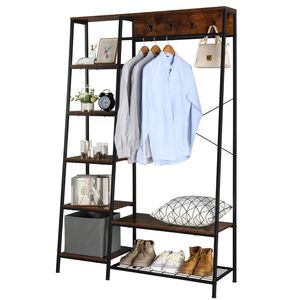 Organizzatore per Armadio Indipendente con Appendiabiti da Ingresso, Ganci, Ripiani Portaoggetti, Panca Portascarpe e Appendiabiti per Camera da Letto - Product Image 4