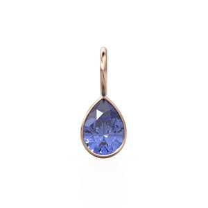 Pendentif Breloque en Tanzanite Bleue 7mm en Or Jaune Massif 14k, Monture pour Bijoux / Pierre de Naissance de Décembre / Pierre Précieuse Bleue / Coupe Poire - Product Image 4