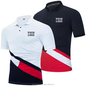 T-shirt pour hommes Logo personnalisé Patchwork brodé pour Polo Golf T-Shirt décontracté à manches courtes Fitness T-Shirt - Product Image 1