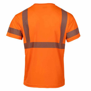 Perfectionists Men's Orange <b>Hi</b> <b>Vis</b> Reflective Anti-Wrinkle CE Certified Work <b>T</b>-<b>Shirt</b> Polyester Safety Construction Uniform High - Product Image 2