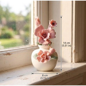 Jarrón de Cerámica con Acabado Perlado Estilo Shabby Chic para Decoración de Mesa, de 8 a 16 Pulgadas, con Rosas Rosadas - Product Image 6