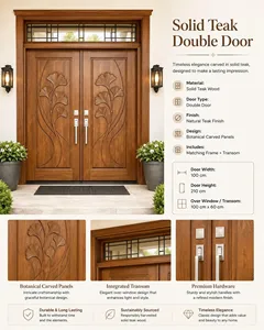 Puerta de Madera Personalizada de Alta Calidad para Villas Residenciales y Casas de Lujo con un Hermoso Acabado de Vetas de Madera Tradicionales - Product Image 3