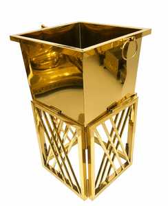 High Quality Stainless Steel Square Smart Waste <b>Bin</b> For Placing Plates At The Party With <b>Gold</b> Finished Stainless Steel Dustbin - Product Image 1