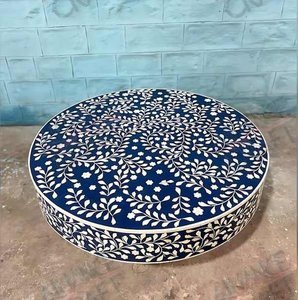 Mesa de Centro Redonda de Diseño Ecológico con Incrustaciones de Hueso, Hecha a Mano con Artesanía Tradicional, Decoración de Lujo para el Hogar - Product Image 2