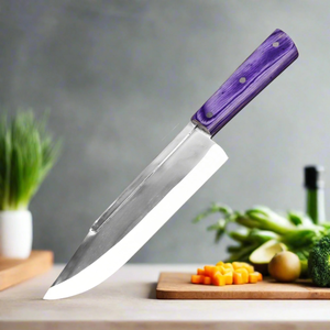 Cuchillo de Carnicero de Acero Inoxidable con Mango Morado, Cuchillo de Cocina Profesional para Cortar Carne, Resistente, con Remaches - Product Image 6