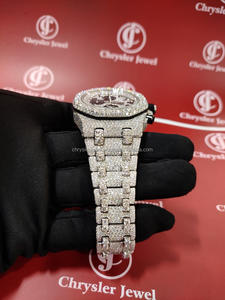 Iced out Hip Hop Style Alta calidad VVS Moissanite Diamond Reloj de pulsera Venta de acero inoxidable Reloj de movimiento automático - Product Image 3