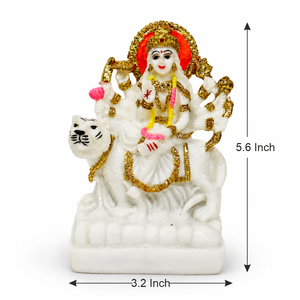 Estatua de la Diosa Durga de Resina Blanca Estilo Art Deco con Base de Tigre, Hecha a Mano, Decoración Tradicional para el Hogar, para Exhibición en Mesa en Diwali - Product Image 2