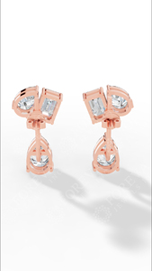 Boucles d'oreilles cascade Opaline multi-pierres avec émeraudes et diamants de laboratoire taille poire, or 18 carats, fournisseur de bijoux fins de luxe - Product Image 2