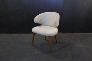 Modern Acrylic Upholstered <b>Dining</b> <b>Chair</b> with <b>Teak</b> Wood Legs Midcentury Design Apartment Furniture Model CHA76 - Product Image 5