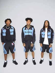Men's Blue Black Design Nylon Hooded Windbreaker <b>Set</b> Black Blue Letter Print Zipper Closure Regular Fit All Seasons Outdoor Wear - Product Image 6