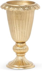 Vase de table Bloom Ready, finition dorée traditionnelle, design sur piédestal fait main, hauteur 34 cm - Product Image 5