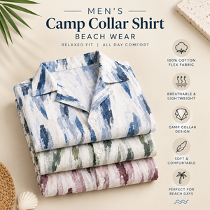 Camisa Moderna para Hombre con Cuello Camp Collar, 100% Algodón, Estampado Abstracto Flexible, Manga Corta, Estilo Casual de Playa, Corte Relajado, Moda de Verano para Vacaciones - Product Image 5