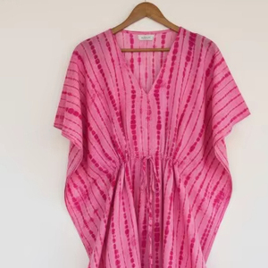 Kaftan Tie-Dye Long pour Femme, 100% Coton Écologique, Coupe Ample, Taille Naturelle, Tenue Décontractée Bohème d'Été pour les Vacances - Product Image 1