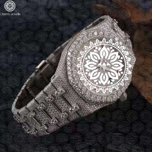 Charm_Jewells Montre analogique de luxe en acier inoxydable avec lunette en diamant et verre saphir unisexe 40 mm - Product Image 3