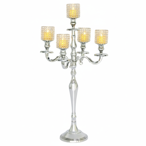 Luxury Candelabra for Wedding Decoration Centerpieces Metal Clear <b>Glass</b> Chimney Handmade Candelabra Christmas Decoration - Product Image 6