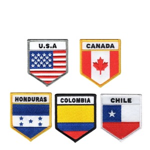 Parches bordados termoadhesivos de banderas nacionales personalizadas de tela tejida, insignias de bandera de primera calidad, parches bordados termoadhesivos de hierro reciclado. - Product Image 1