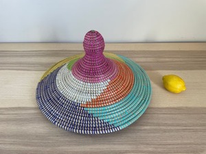 <b>Large</b> mixed-color seagrass <b>basket</b> with lid Handmade <b>Storage</b> <b>Basket</b> Wholesale eco-friendly Made in Vietnam - Product Image 5